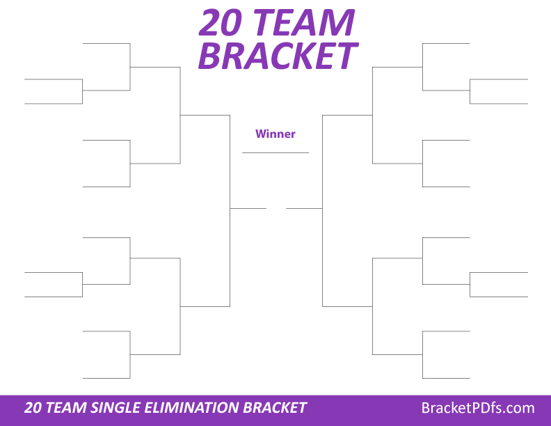 20 Team Bracket Single Elimination Violet Color