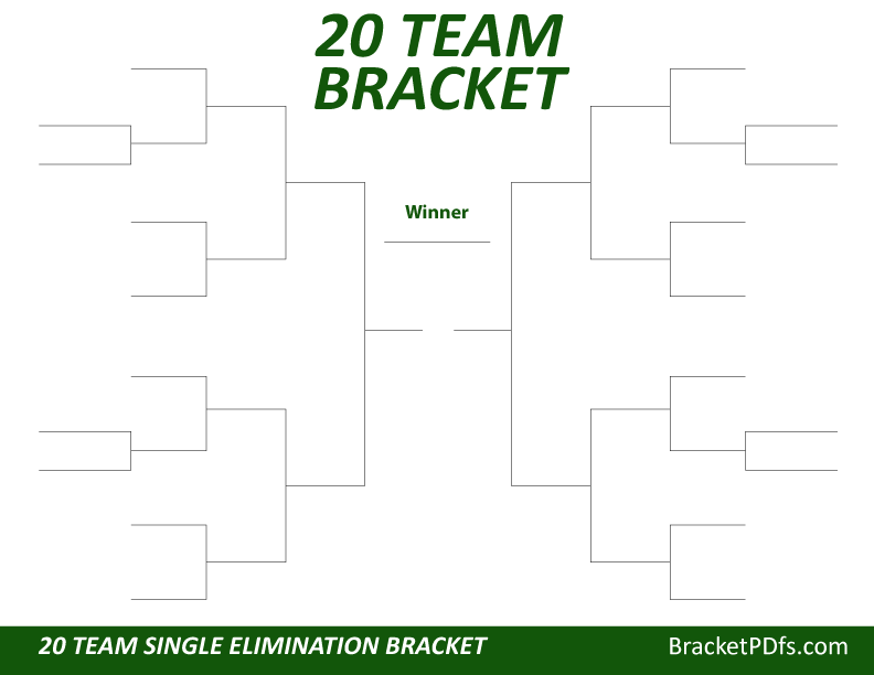 20 Team Bracket Single Elimination Emerald Color