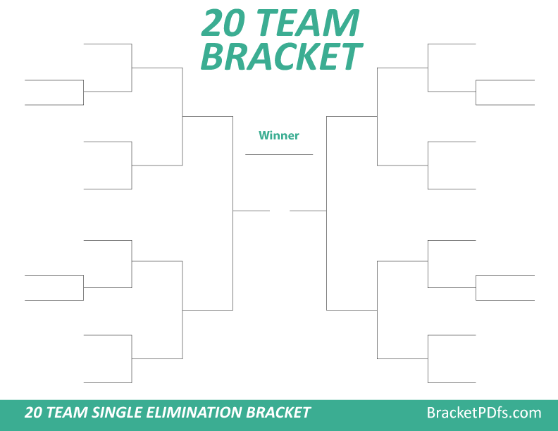 20 Team Bracket Single Elimination Mint Color