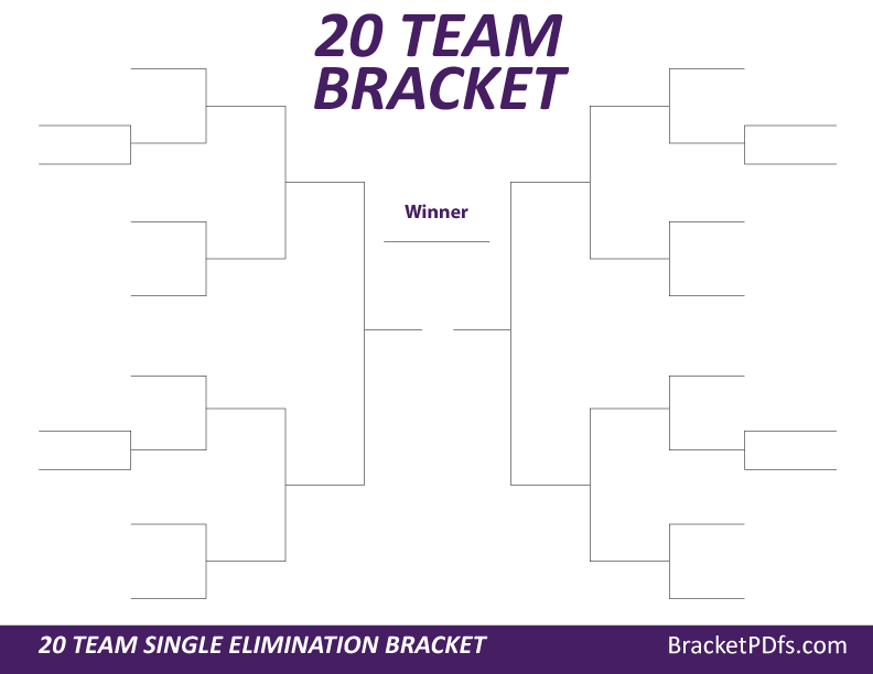 20 Team Bracket Single Elimination Purple Color